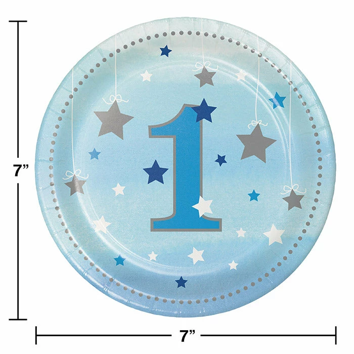 Creative Converting 1st Birthday Party Themes One Little Star Boy 1st Birthday Dessert Plates, 8 Ct