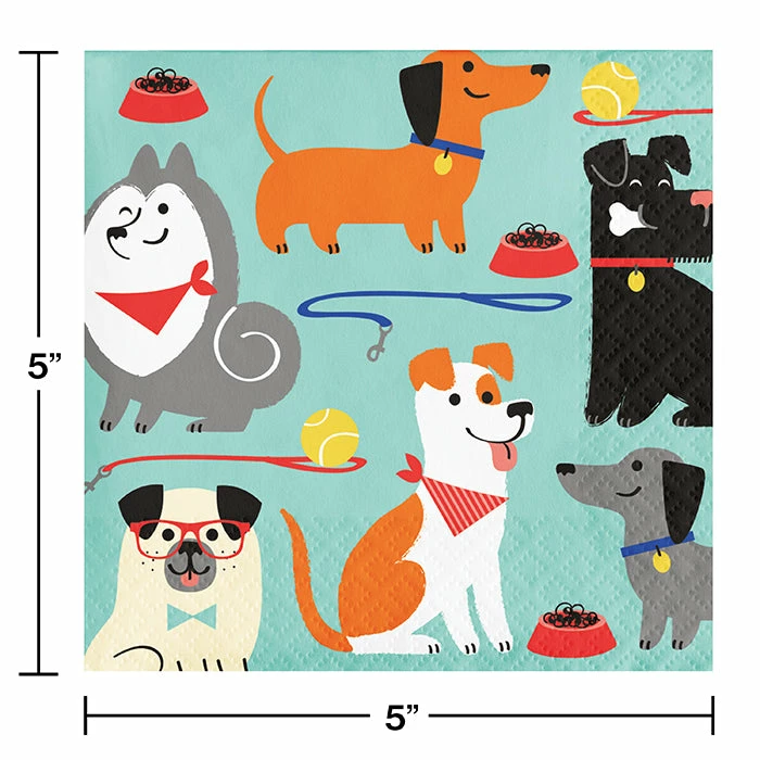 Creative Converting Dog Party Beverage Napkins, 16 Ct Kids Birthday Party Themes
