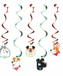 Creative Converting Kids Birthday Party Themes Dog Party Dizzy Danglers, 5 Ct