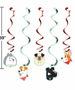 Creative Converting Kids Birthday Party Themes Dog Party Dizzy Danglers, 5 Ct