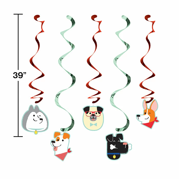 Creative Converting Kids Birthday Party Themes Dog Party Dizzy Danglers, 5 Ct