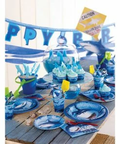 Creative Converting Kids Birthday Party Themes Shark Splash Beverage Napkin, 3 Ply, 16 Ct