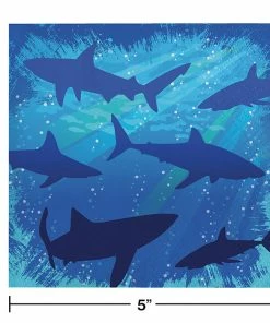 Creative Converting Kids Birthday Party Themes Shark Splash Beverage Napkin, 3 Ply, 16 Ct