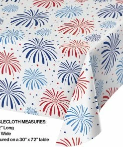 Creative Converting Patriotic Patterns Plastic Tablecover, 54