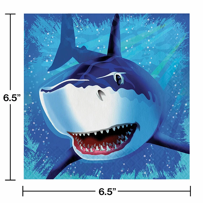 Creative Converting Kids Birthday Party Themes Shark Splash Napkins, 16 Ct