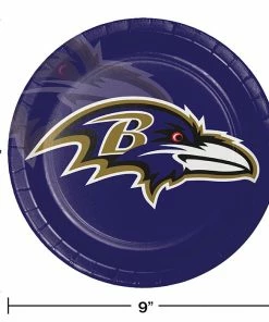Creative Converting NFL And Football Party Supplies Baltimore Ravens Paper Plates, 8 Ct