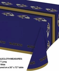 Creative Converting Baltimore Ravens Plastic Table Cover, 54" X 102" NFL And Football Party Supplies