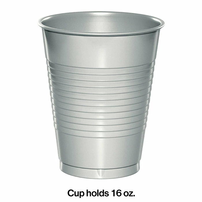 Creative Converting Shimmering Silver Plastic Cups, 20 Ct