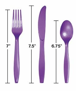 Creative Converting Amethyst Purple Assorted Plastic Cutlery, 24 Ct Solid Color Tableware