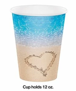 Creative Converting Beach Love Hot/Cold Paper Paper Cups 12 Oz., 8 Ct