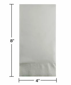 Creative Converting Shimmering Silver Guest Towel, 3 Ply, 16 Ct