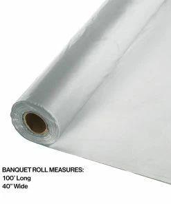Creative Converting Solid Color Tableware Shimmering Silver Banquet Roll 40" X 100'