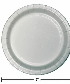 Creative Converting Shimmering Silver Dessert Plates, 24 Ct Solid Color Tableware