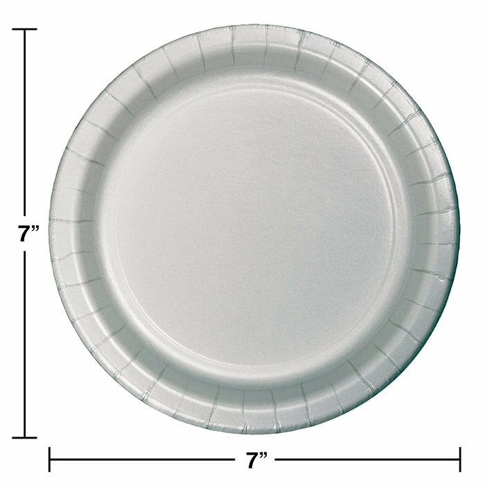 Creative Converting Shimmering Silver Dessert Plates, 24 Ct Solid Color Tableware