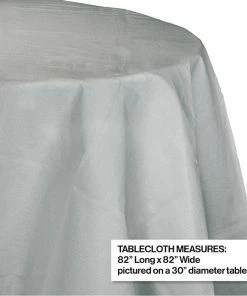 Creative Converting Shimmering Silver Tablecover, Octy Round 82