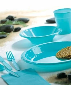 Creative Converting Solid Color Tableware Bermuda Blue Plastic Banquet Plates, 20 Ct
