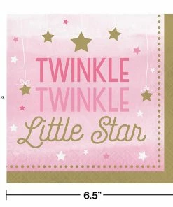 Creative Converting 1st Birthday Party Themes One Little Star Girl Napkins, 16 Ct