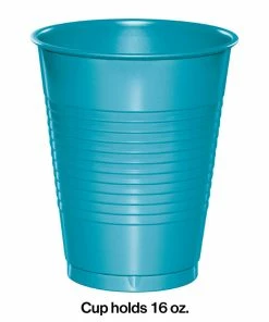 Creative Converting Bermuda Blue Plastic Cups, 20 Ct Solid Color Tableware