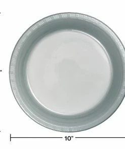 Creative Converting Shimmering Silver Plastic Banquet Plates, 20 Ct
