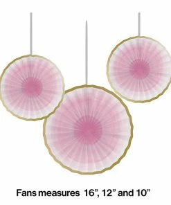 Creative Converting 1st Birthday Party Themes One Little Star Girl Paper Fans, 16" 12" 10", 3 Ct