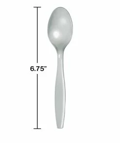 Creative Converting Solid Color Tableware Shimmering Silver Plastic Spoons, 24 Ct