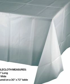 Creative Converting Shimmering Silver Tablecover Plastic 54" X 108" Solid Color Tableware