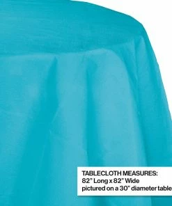 Creative Converting Solid Color Tableware Bermuda Blue Tablecover, Octy Round 82