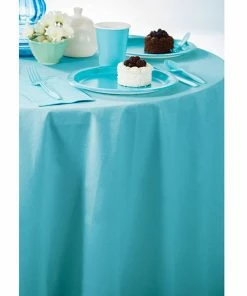 Creative Converting Solid Color Tableware Bermuda Blue Tablecover, Octy Round 82