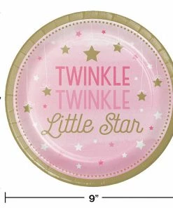 Creative Converting 1st Birthday Party Themes One Little Star Girl Paper Plates, 8 Ct