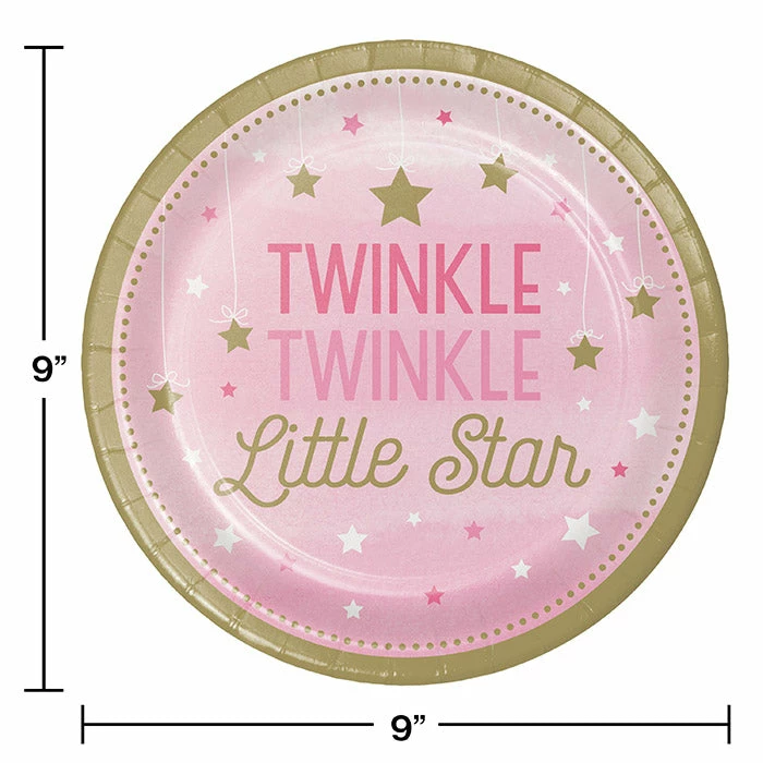 Creative Converting 1st Birthday Party Themes One Little Star Girl Paper Plates, 8 Ct