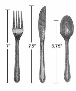 Creative Converting Glitz Silver Plastic Cutlery Set, 24 Ct