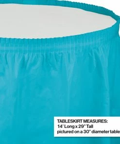 Creative Converting Solid Color Tableware Bermuda Blue Plastic Tableskirt, 14' X 29"