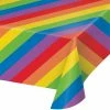 Creative Converting Kids Birthday Party Themes Rainbow Stripes Plastic Tablecover 54" X 108"