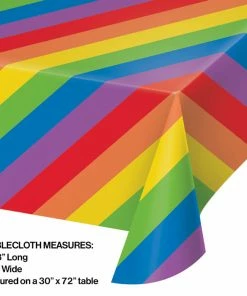 Creative Converting Kids Birthday Party Themes Rainbow Stripes Plastic Tablecover 54