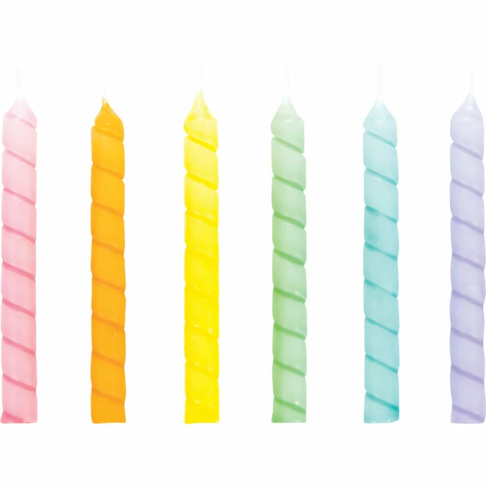 Creative Converting Birthday Party Candles Large Spriral Pastel Candles 12ct