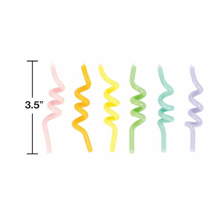 Creative Converting Curly Pastel Candles 6ct Birthday Party Candles