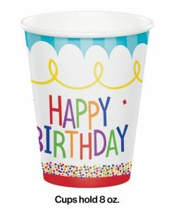 Creative Converting Cake Birthday Hot/Cold Cups 8Oz. 8ct