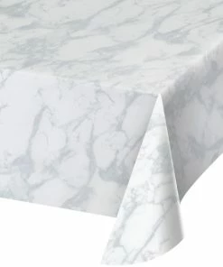 Creative Converting Marble Print Plastic Tablecover 54" X 108"
