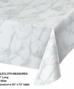 Creative Converting Marble Print Plastic Tablecover 54" X 108"