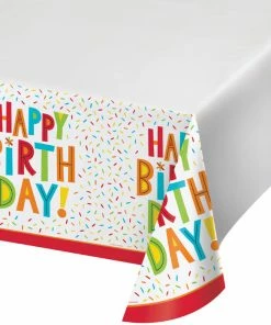 Creative Converting Birthday Fun Plastic Tablecover 48" X 88" Kids Birthday Party Themes