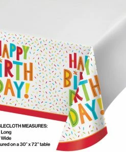 Creative Converting Birthday Fun Plastic Tablecover 48" X 88" Kids Birthday Party Themes