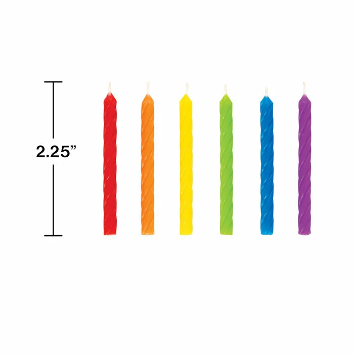 Creative Converting Spiral Rainbow Candles 24ct