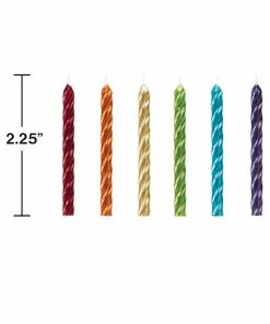 Creative Converting Spriral Rainbow Metallic Candles 24ct Birthday Party Candles