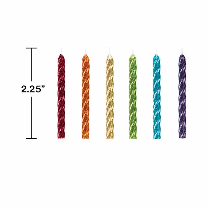 Creative Converting Spriral Rainbow Metallic Candles 24ct Birthday Party Candles