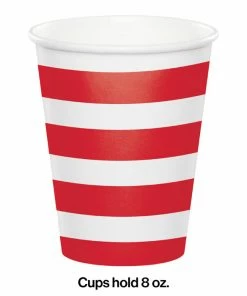 Creative Converting Dots & Stripes Classic Red Hot/Cold Cups 8Oz. 8ct Themed Tableware