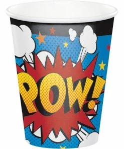 Creative Converting Kids Birthday Party Themes Superhero Slogans Hot/Cold Cups 8Oz. 8ct