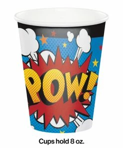 Creative Converting Kids Birthday Party Themes Superhero Slogans Hot/Cold Cups 8Oz. 8ct
