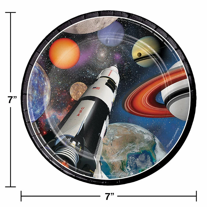 Creative Converting Kids Birthday Party Themes Space Blast Dessert Plates, 8 Ct