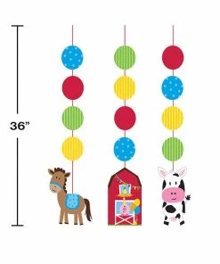 Creative Converting Farm Fun Hanging Cutouts, 3 Ct