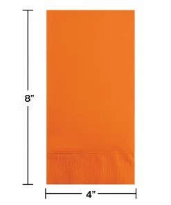 Creative Converting Sunkissed Orange Guest Towel, 3 Ply, 16 Ct Solid Color Tableware